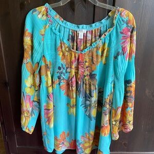 Colorful, Flowing  Spense Boho Peasant Blouse - Women's Medium
